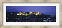 Framed Palace lit up at dusk, Alhambra, Granada, Andalusia, Spain