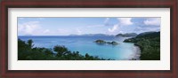 Framed US Virgin Islands, St. John, Trunk Bay, Panoramic view of an island and a beach