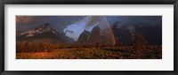 Framed Sunrise & rainbow Grand Teton National Park WY USA