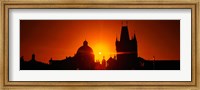 Framed Sunrise Tower Charles Bridge Czech Republic