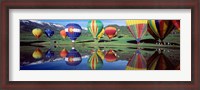 Framed Reflection Of Hot Air Balloons On Water, Colorado, USA