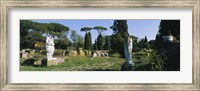 Framed Ruins of statues in a garden, Ostia Antica, Rome, Italy