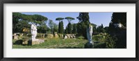 Framed Ruins of statues in a garden, Ostia Antica, Rome, Italy