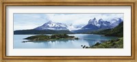 Framed Island in a lake, Lake Pehoe, Hosteria Pehoe, Cuernos Del Paine, Torres del Paine National Park, Patagonia, Chile