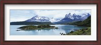 Framed Island in a lake, Lake Pehoe, Hosteria Pehoe, Cuernos Del Paine, Torres del Paine National Park, Patagonia, Chile