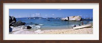 Framed Tourists enjoying on the beach, The Baths, Virgin Gorda, British Virgin Islands