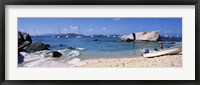 Framed Tourists enjoying on the beach, The Baths, Virgin Gorda, British Virgin Islands