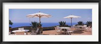 Framed Patio umbrellas in a cafe, Positano, Amalfi Coast, Salerno, Campania, Italy