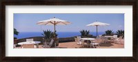 Framed Patio umbrellas in a cafe, Positano, Amalfi Coast, Salerno, Campania, Italy