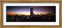 Framed Buildings in a city lit up at night, Johannesburg, South Africa