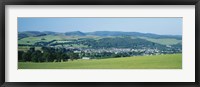 Framed High angle view of a village, Peebles, Tweeddale, Scotland