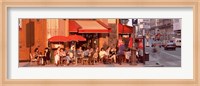 Framed Tourists at a sidewalk cafe, Paris, France
