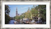 Framed Church along a channel in Amsterdam Netherlands