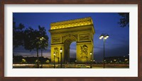 Framed Arc De Triomphe at night, Paris, France