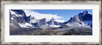 Framed Snow Covered Peaks,Torres Del Paine National Park, Patagonia, Chile