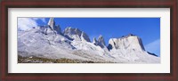 Framed Rock formations on a mountain range, Torres Del Paine National Park, Patagonia, Chile