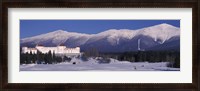 Framed Hotel near snow covered mountains, Mt. Washington Hotel Resort, Mount Washington, Bretton Woods, New Hampshire, USA