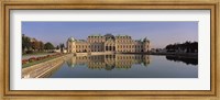 Framed Austria, Vienna, Belvedere Palace, View of a manmade lake outside a vintage building