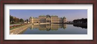 Framed Austria, Vienna, Belvedere Palace, View of a manmade lake outside a vintage building