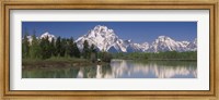 Framed Reflection of a mountain range in water, Oxbow Bend, Grand Teton National Park, Wyoming, USA