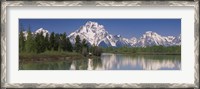 Framed Reflection of a mountain range in water, Oxbow Bend, Grand Teton National Park, Wyoming, USA