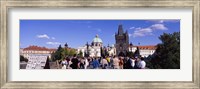 Framed Tourists walking in front of a building, Charles Bridge, Prague, Czech Republic