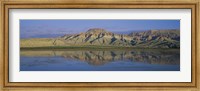 Framed Reflection of hills in a lake, Cayirhan, Turkey
