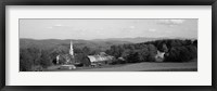 Framed High angle view of barns in a field, Peacham, Vermont (black and white)