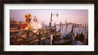 Framed Italy, Venice, St Mark's Basin, people dressed for masquerade