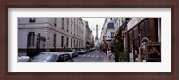 Framed Buildings along a street with the Eiffel Tower in the background, Paris, France