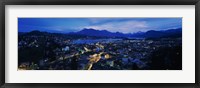 Framed Aerial view of a city at dusk, Lucerne, Switzerland