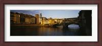 Framed Bridge Across A River, Arno River, Ponte Vecchio, Florence, Italy