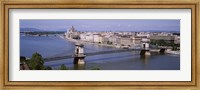 Framed Aerial View, Bridge, Cityscape, Danube River, Budapest, Hungary