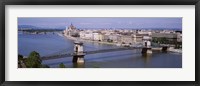 Framed Aerial View, Bridge, Cityscape, Danube River, Budapest, Hungary