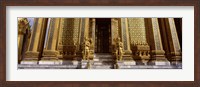 Framed Low angle view of statues in front of a temple, Phra Mondop, Grand Palace, Bangkok, Thailand