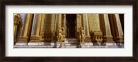 Framed Low angle view of statues in front of a temple, Phra Mondop, Grand Palace, Bangkok, Thailand