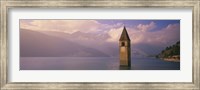 Framed Clock tower in a lake, Reschensee, Italy