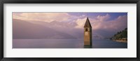 Framed Clock tower in a lake, Reschensee, Italy
