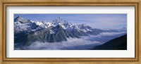 Framed Aerial View Of Clouds Over Mountains, Swiss Alps, Switzerland