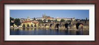 Framed Arch bridge across a river, Charles Bridge, Vltava River, Prague, Czech Republic