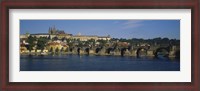 Framed Bridge across a river, Charles Bridge, Vltava River, Prague, Czech Republic