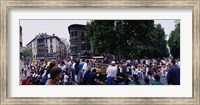 Framed Crowd at Festival of San Fermin, running of the bulls, Pamplona, Navarre, Spain