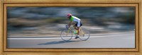 Framed Bike racer participating in a bicycle race, Sitges, Barcelona, Catalonia, Spain