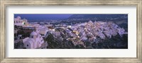Framed Buildings, Houses, Night, Fira, Santorini Greece