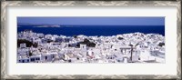 Framed Aerial View of Mykonos and Mediterranean Sea, Greece