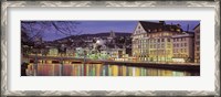 Framed Switzerland, Zurich, River Limmat, view of buildings along a river