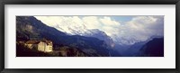 Framed Hotel with mountain range in the background, Swiss Alps, Switzerland