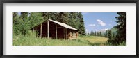 Framed Log Cabin In A Field, Kenai Peninsula, Alaska, USA