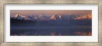 Framed Reflection of snow covered mountain range in the lake, Denali National Park, Alaska, USA