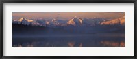 Framed Reflection of snow covered mountain range in the lake, Denali National Park, Alaska, USA